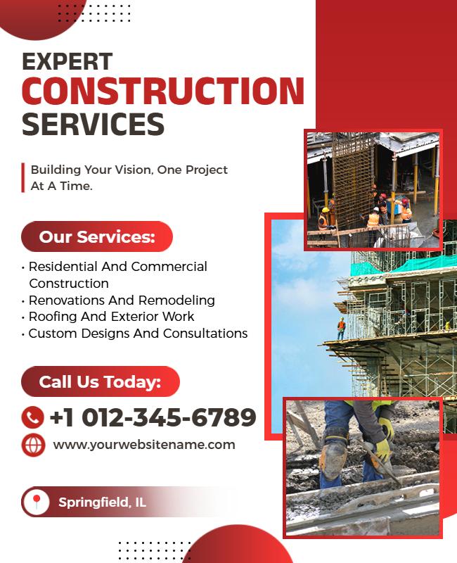 Professional Construction Services Promotional Flyer Template