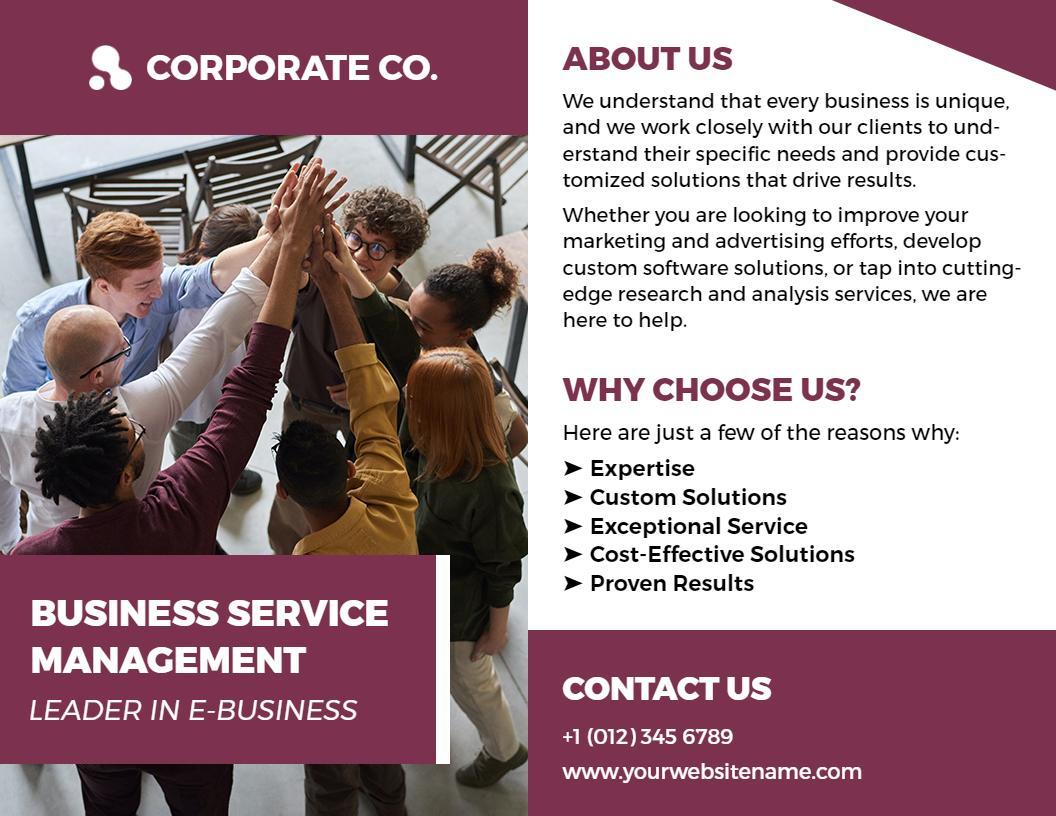 Professional Corporate Business Services Management Brochure Template