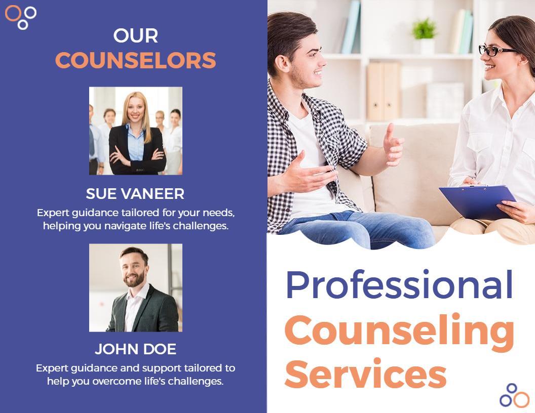 Professional Counseling Services Individual and Couples Support Brochure Template