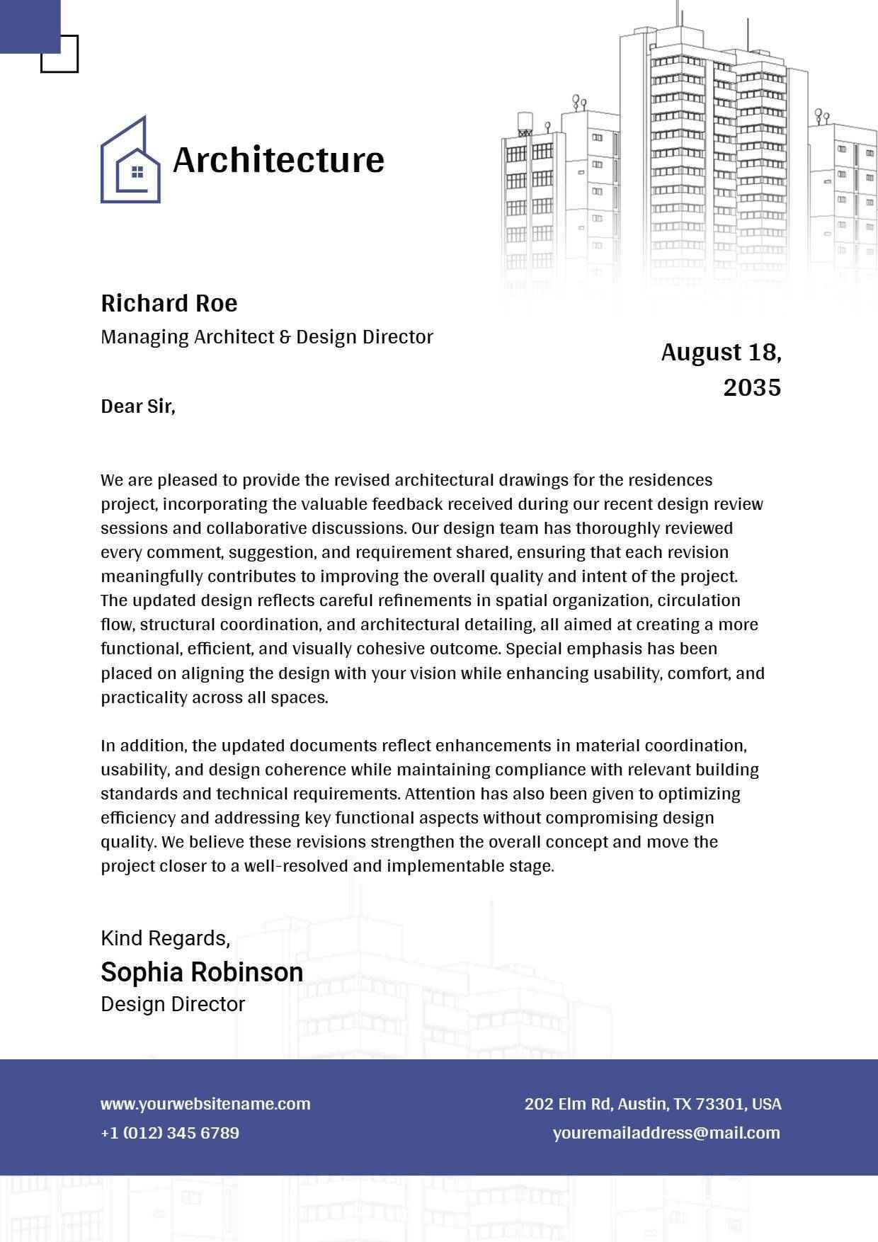 Professional Design Architect Correspondence Letterhead Template