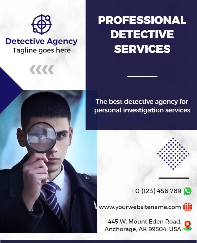 Sleek Blue Detective Agency Professional Services Flyer Template