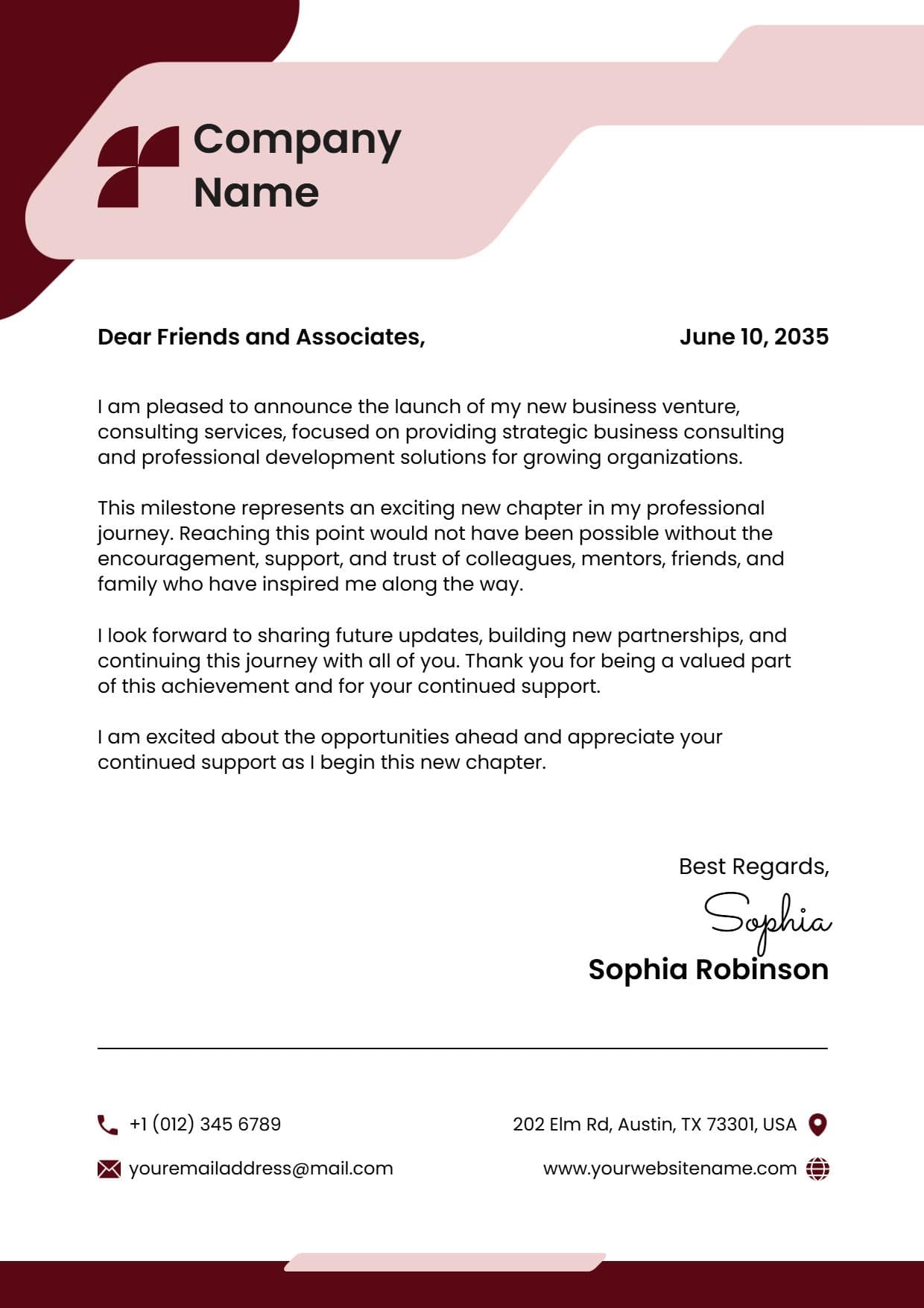 Professional Development Organization Personal Letterhead Template