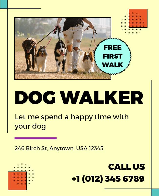 Professional Dog Walker Service Flyer Template