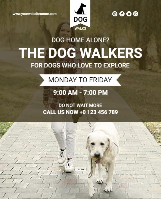 Professional Dog Walking Service Flyer Template