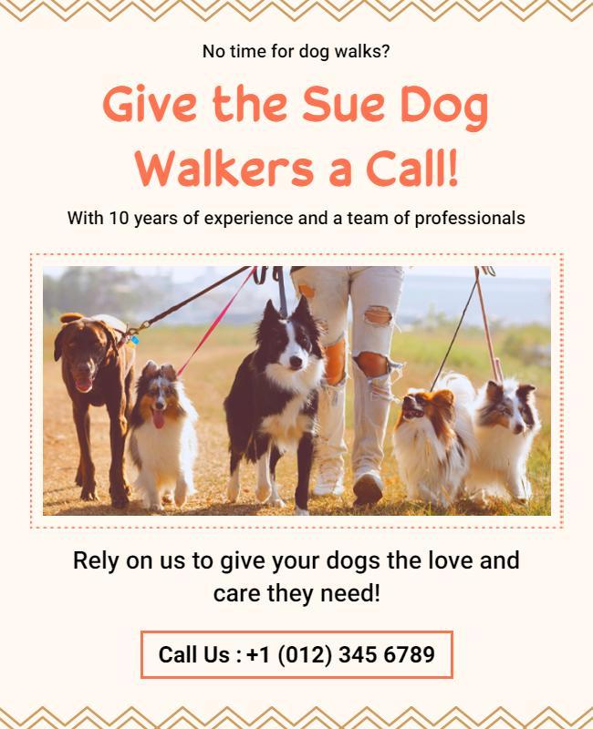 Friendly Pastel Dog Walking Service Promotion Flyer Template