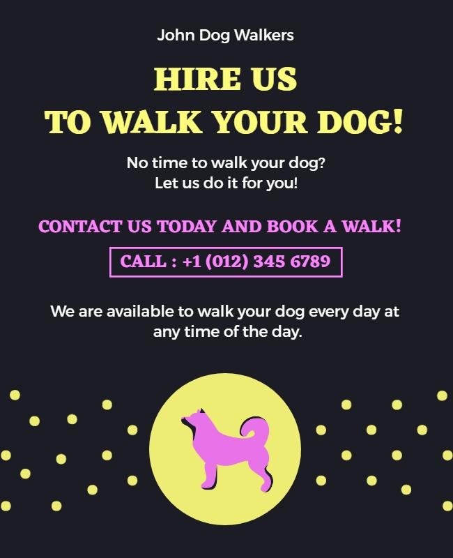 Playful Pink Dog Walking Service Flyer Template