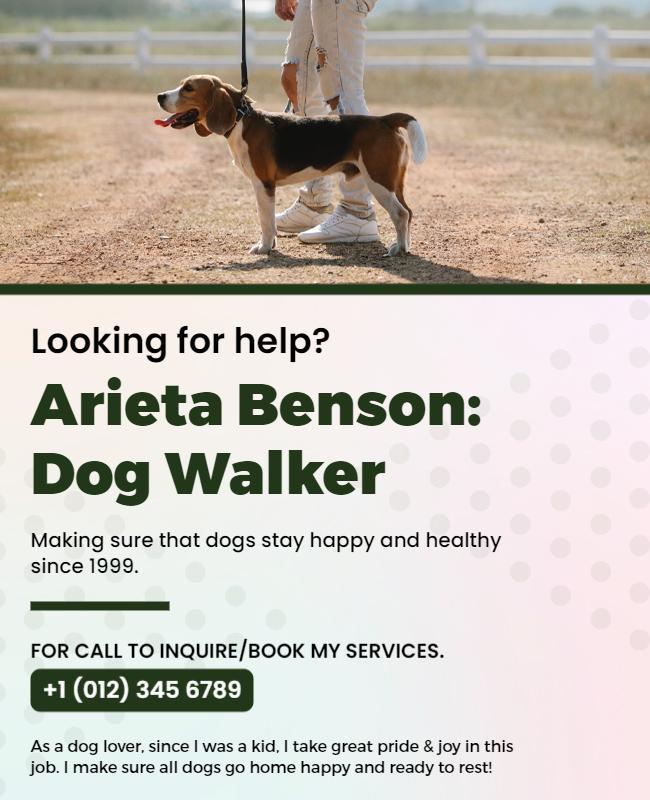 Friendly Green Dog Walker Service Promotion Flyer Template