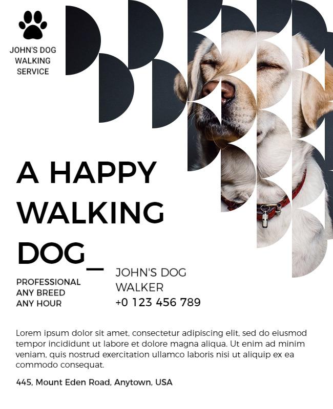 Modern Monochrome Dog Walking Service Flyer Template