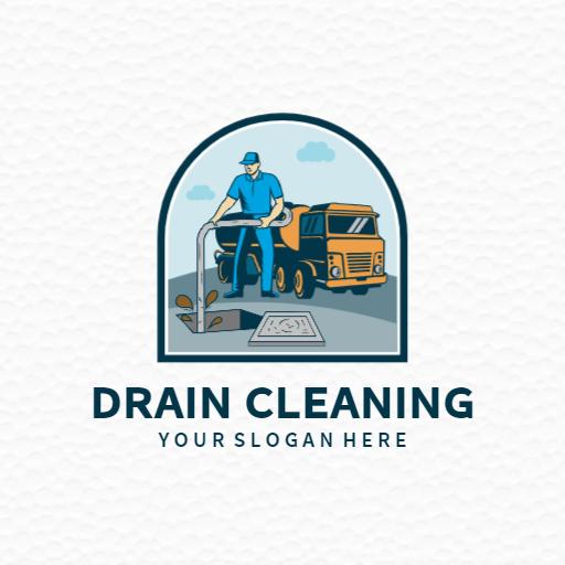 Professional Drain Cleaning Service with Expert Technician Logo Template