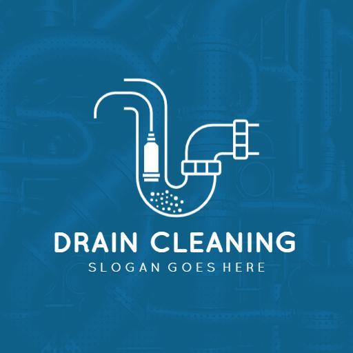 Professional Drain Cleaning Services with Plumbing Elements Logo Template