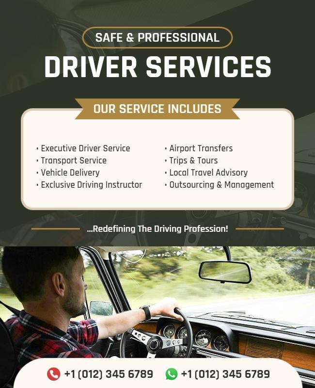 Professional Driver Services Promotion Flyer Template