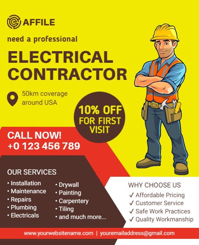 Professional Electrical Contractor Services Flyer Template