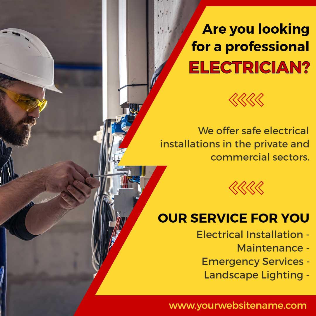 Professional Electrician Services for Safe Electrical Installations Ad Template