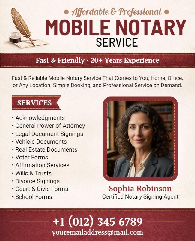 Professional Elegant Notary Service Information Flyer Template