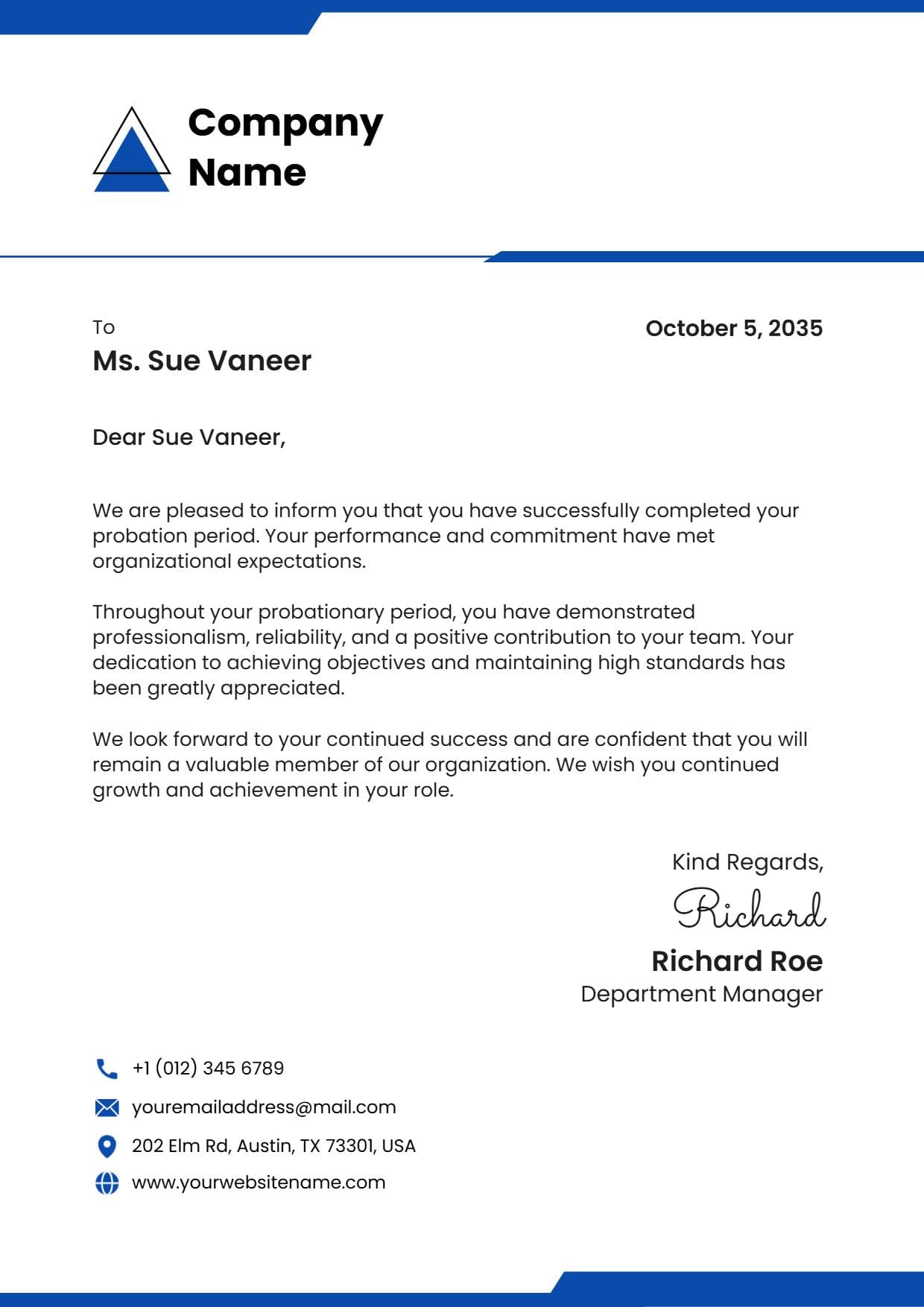 Professional Employment Letterhead Template