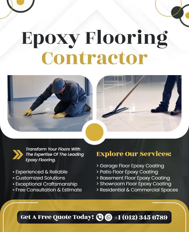 Professional Epoxy Flooring Contractor Services Flyer Template