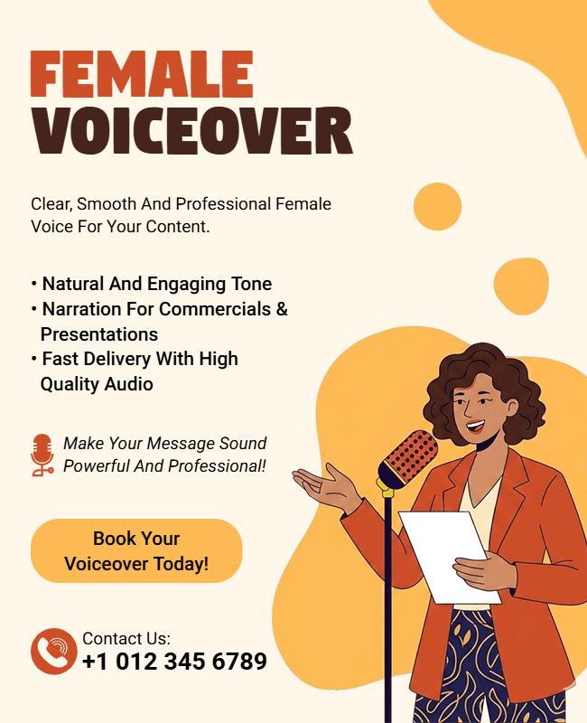 Professional Female Voiceover Services Flyer Template