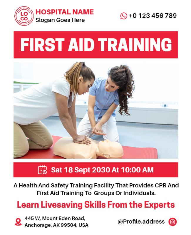 Professional First Aid Training Workshop Flyer Template