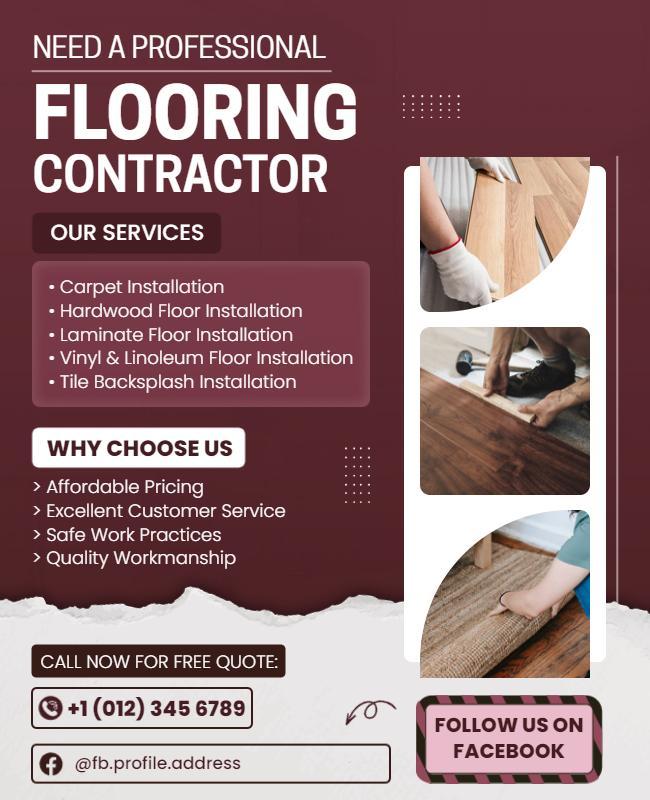 Professional Flooring Contractor Services Flyer Template