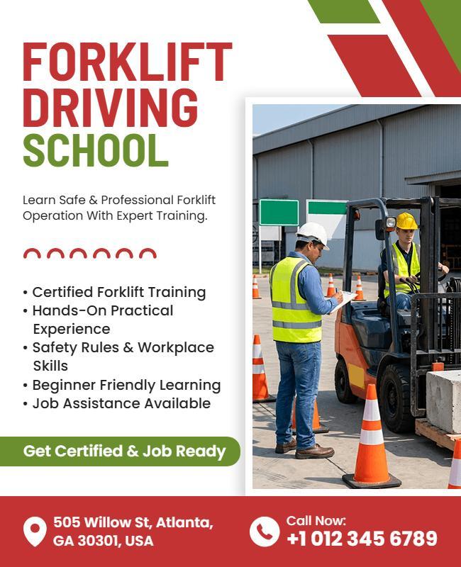 Professional Forklift Driving School Flyer Template