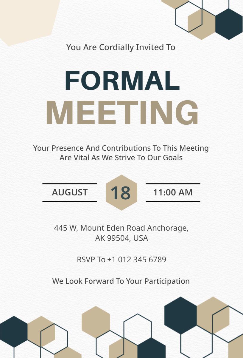 Professional Formal Business Meeting Invitation Template