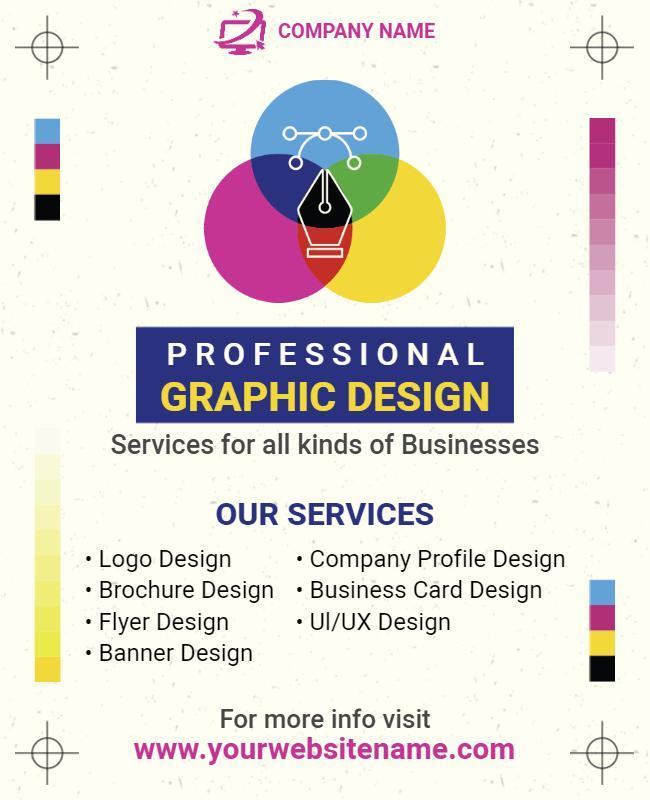 Vibrant Colorful Professional Graphic Design Services Flyer Template