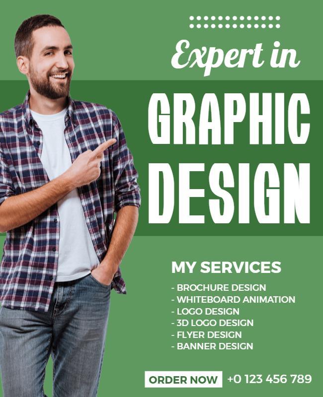 Bold Green Graphic Design Services Promotion Flyer Template