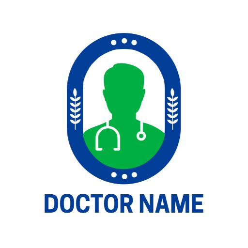 Professional Green and Blue Doctor Logo with Stethoscope Design Logo Template