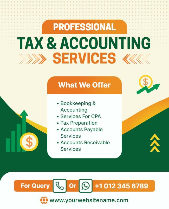 Professional Green Tax and Accounting Services Overview Poster Template
