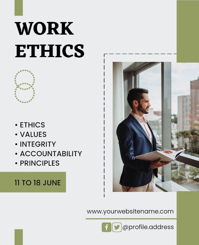 Professional Green Work Ethics Seminar Poster Template