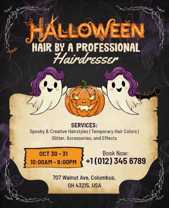 Professional Hairdresser Halloween Flyer Template