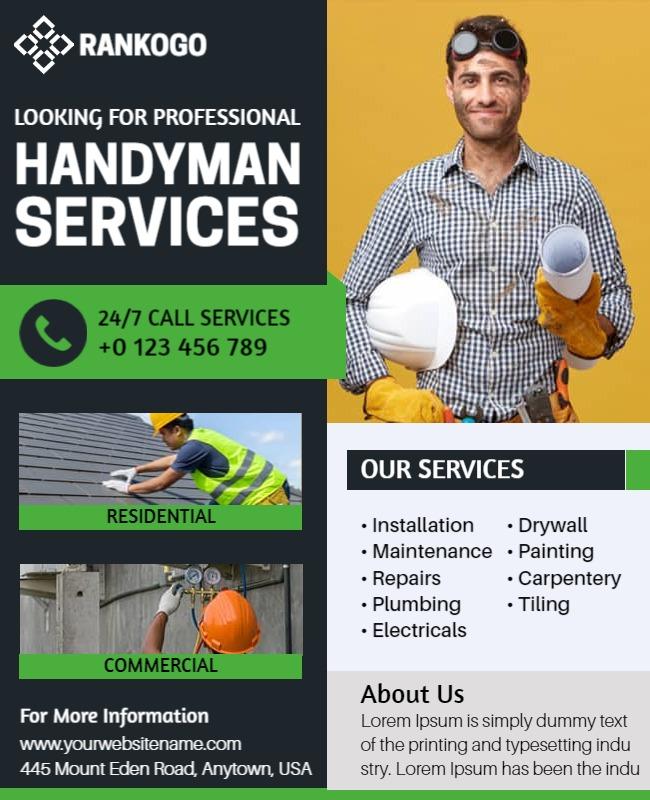 Professional Handyman Services Advertisement Flyer Template