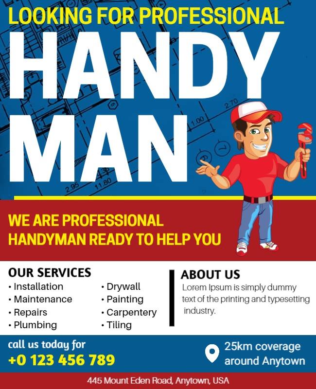 Bold Colorful Handyman Services Advertising Flyer Template