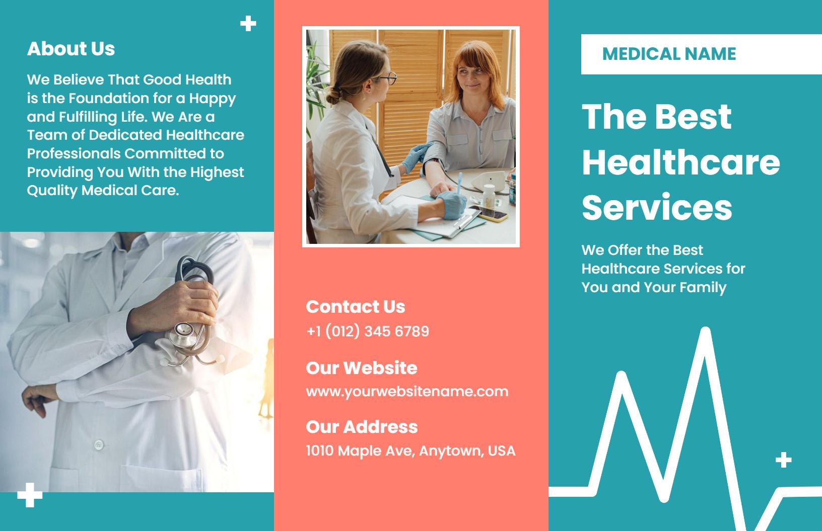 Professional Healthcare Services Information Tri Fold Brochure Template