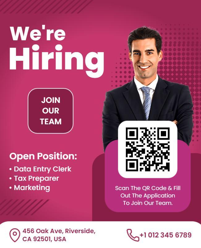 Professional Hiring and Recruitment QR Code Flyer Template