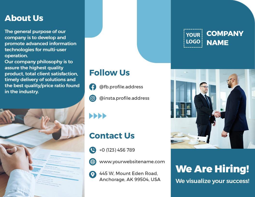 Professional Hiring Open Positions and Interview Invitation Brochure Template
