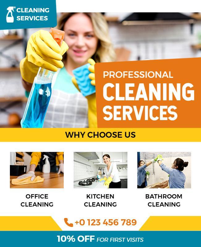 Professional Home and Office Cleaning Services Flyer Template