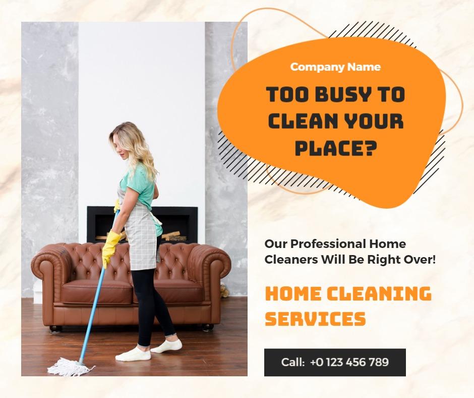 Professional Home Cleaning Service with Friendly Cleaner Ad Template