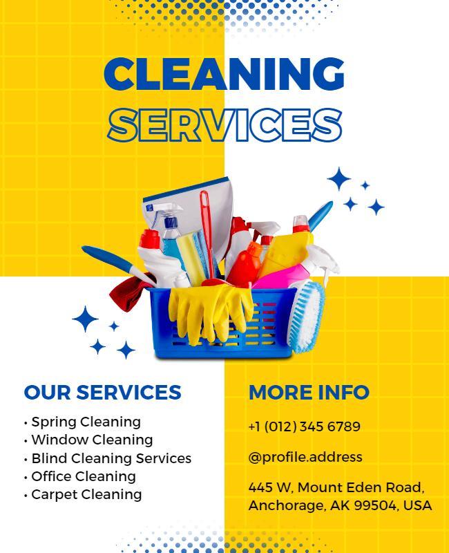 Vibrant Yellow Cleaning Services Promotion Flyer Template