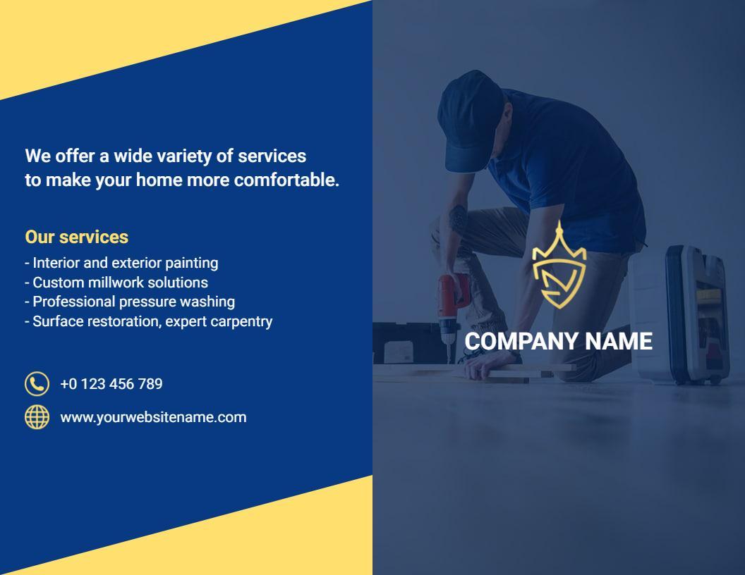 Professional Home Improvement Services Bi Fold Brochure Template