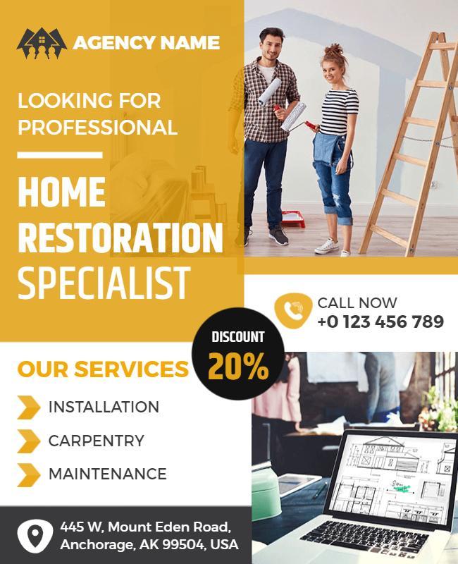 Professional Home Restoration Services Flyer Template