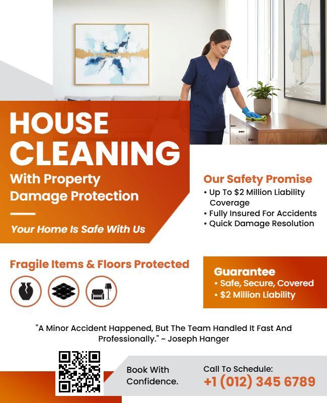Professional House Cleaning Service with Liability Coverage Flyer Template