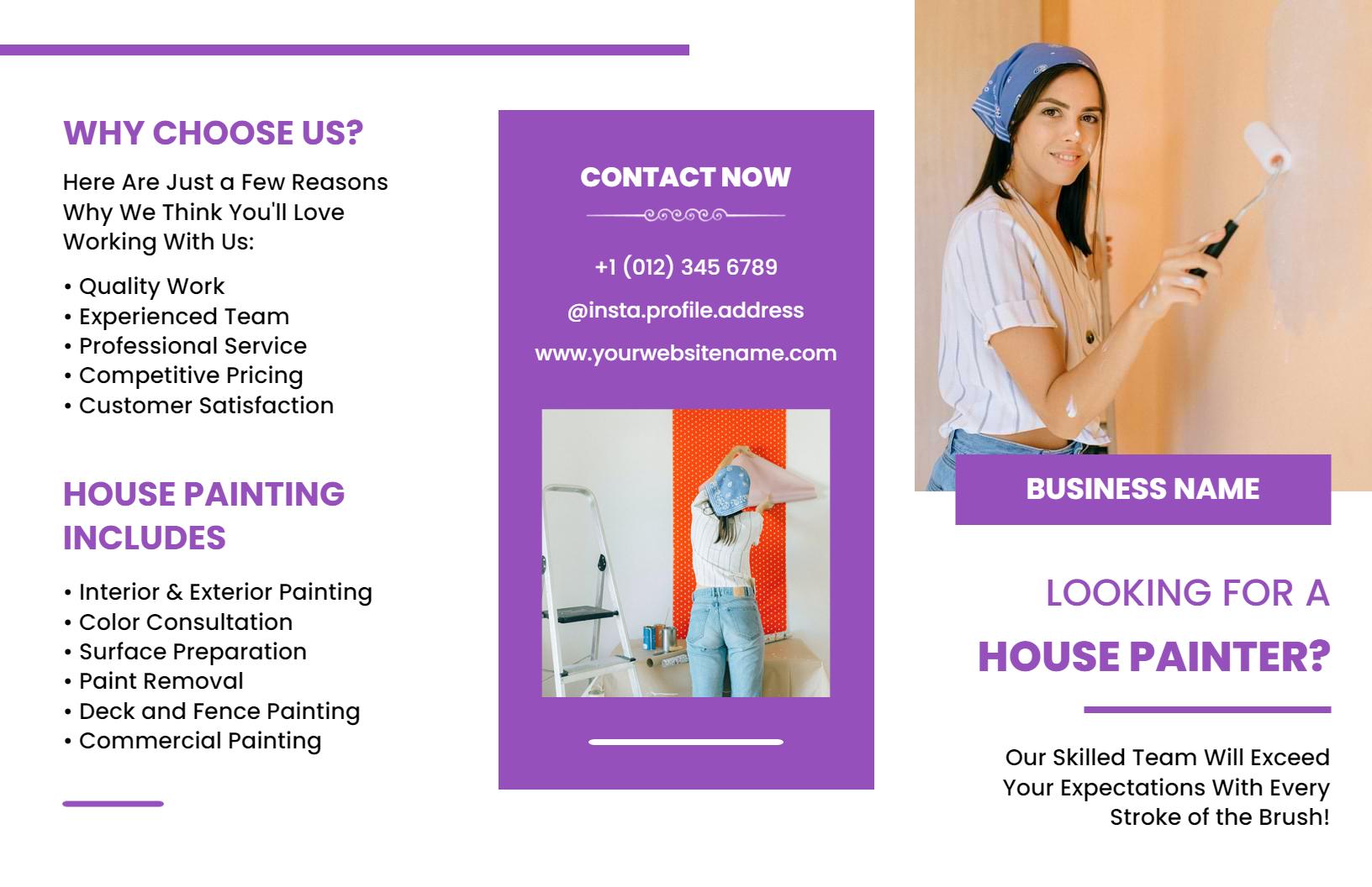 Professional House Painting Services and Quotes Brochure Template