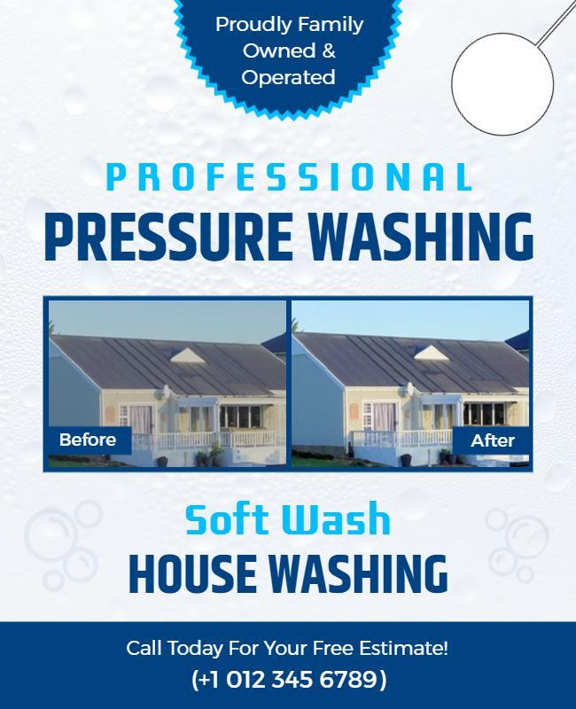 Professional House Pressure Washing Service Flyer Template