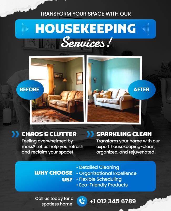 Professional Housekeeping Services Promotion Flyer Template