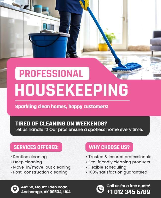 Professional Housekeeping Services Promotional Flyer Template