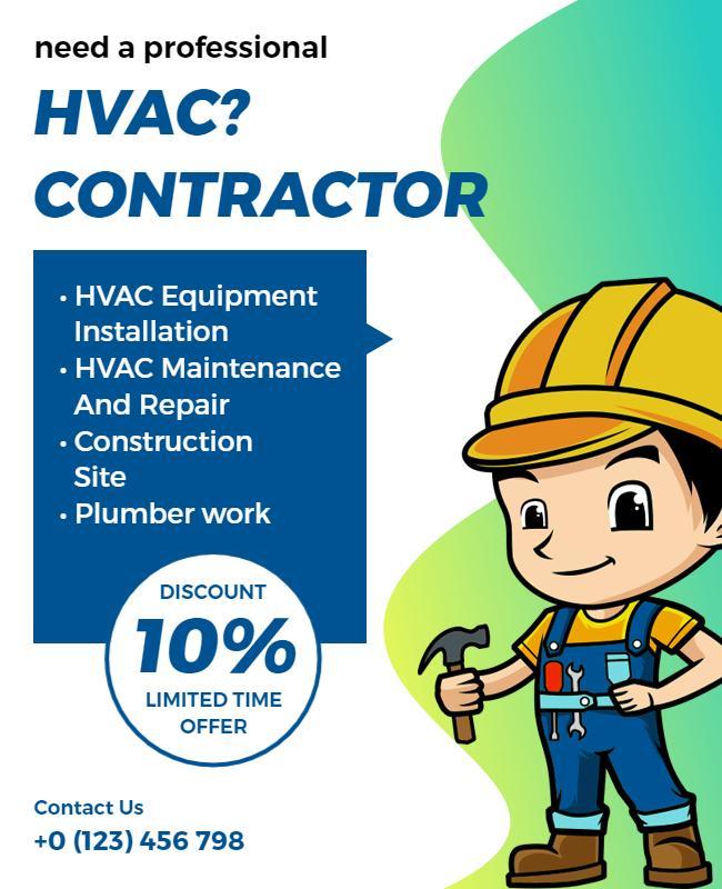 Professional Hvac Contractor Services Flyer Template