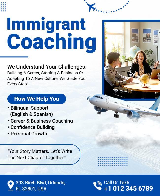 Professional Immigrant Coaching Services Flyer Template