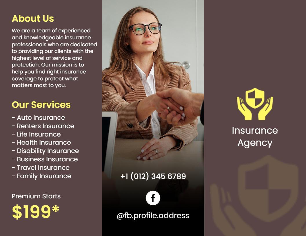 Professional Insurance Services Coverage Consultation Brochure Template