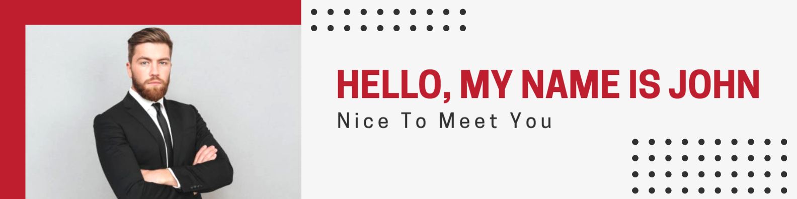 Professional Introduction with Bold Typography on Red LinkedIn Banner Template